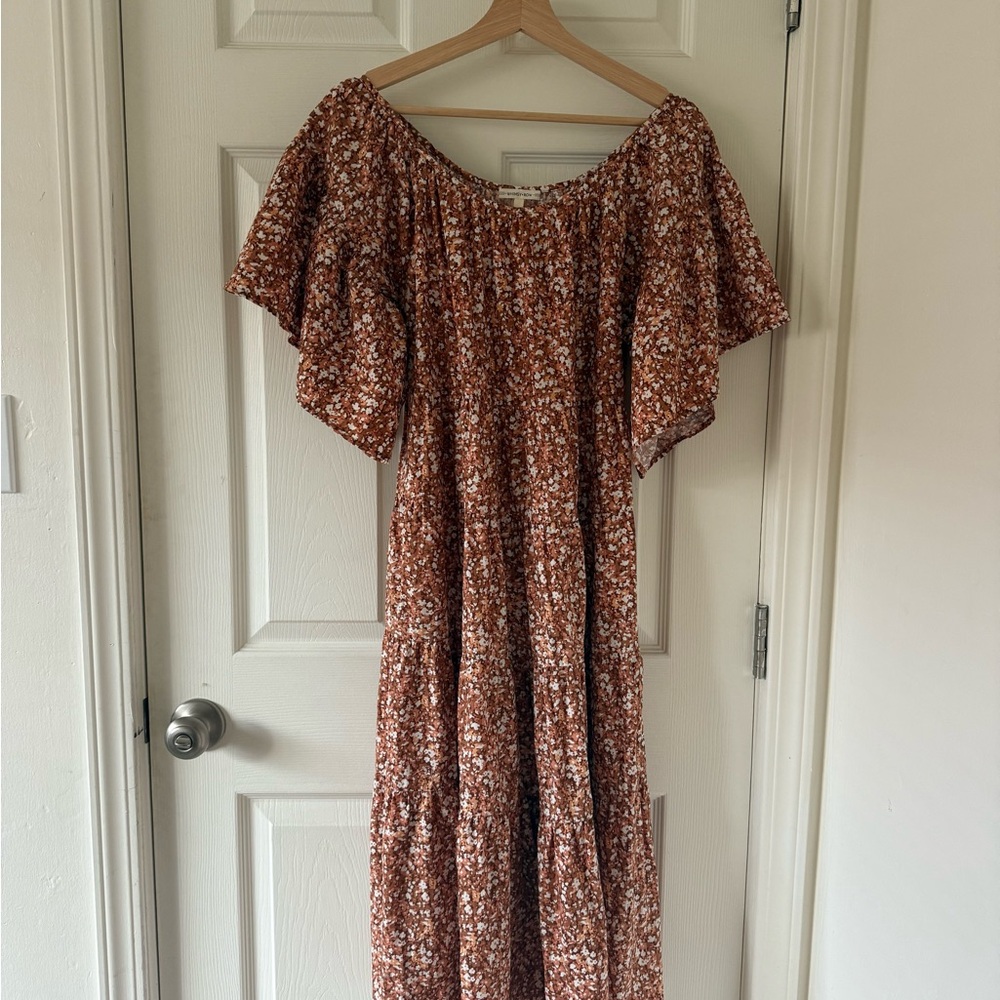 Whimsy + Row Floral Maxi Dress in Brown and White